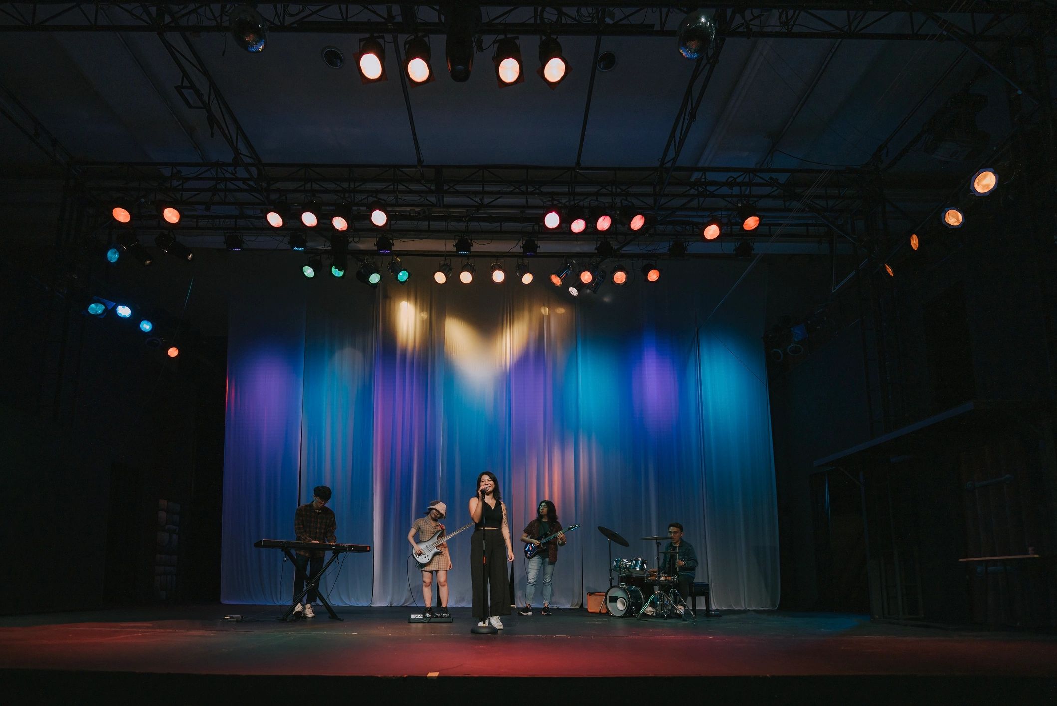 Cover band performing live with lead singer